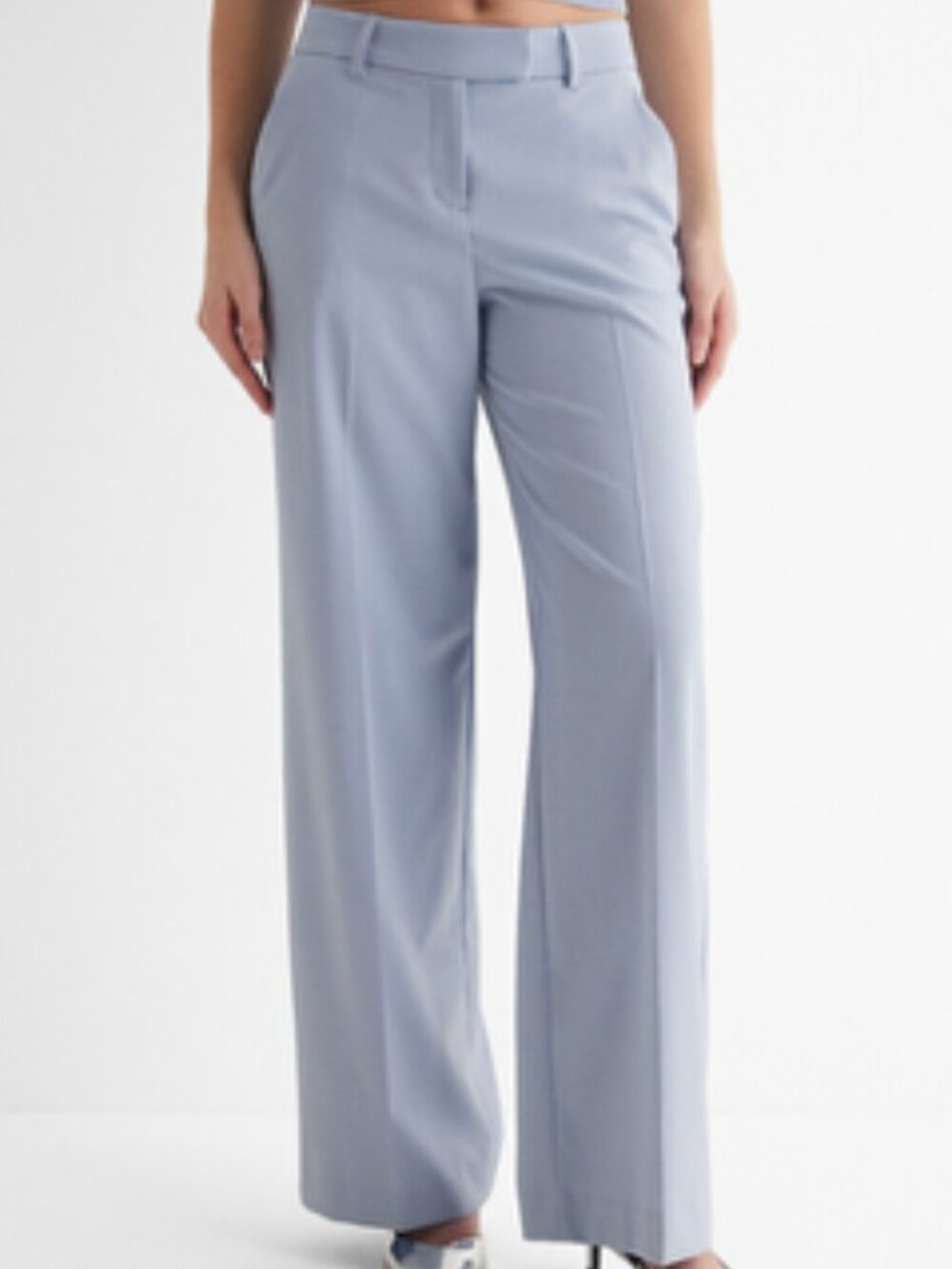 Express Editor Serene Blue Mid Rise Relaxed Trouser Sz 12 Long